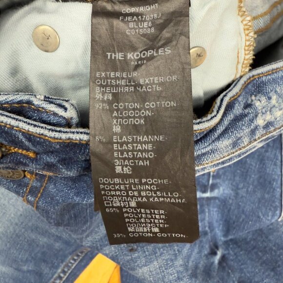 THE KOOPLES Lizy High-Rise Slim Distressed Whiskered Straight Leg Blue Jeans 28 - Picture 7 of 9